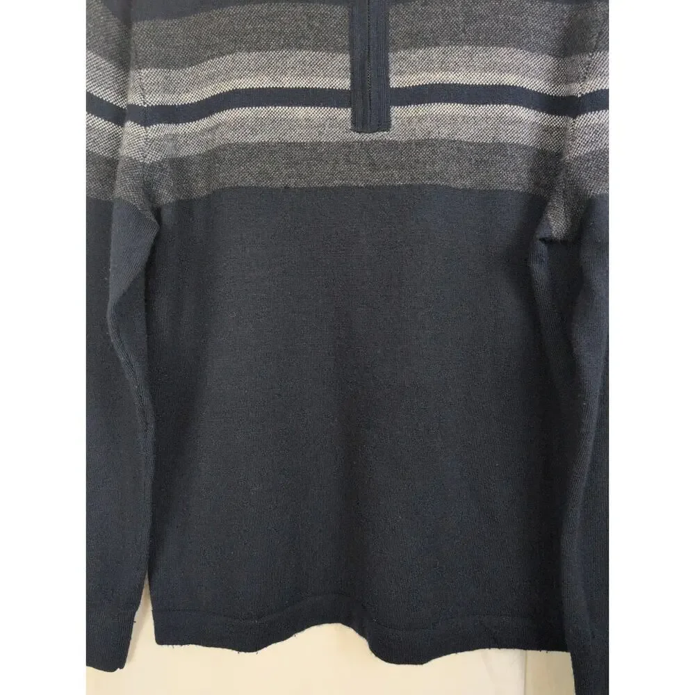 Banana Republic navy blue Merino wool quarter zip sweater Size L Preppy Cabin
